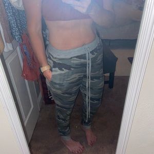 Pink Lily Camo Joggers - high waisted